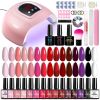 limegirl gel nail polish kit with U V lamp 15 color semi permanent gel nail polish kit with frosted top paint primer nail tool set