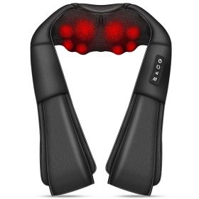 Electric Neck And Back Massager with Infrared Light Heating 3 Intensity Levels Deep Kneading 3D Shiatsu Massage Pillow For Back Arms Thighs Pain