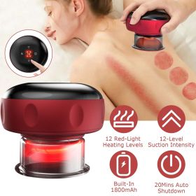 Electric Cupping Therapy Massager Electric Back Scraping Machine Vacuum Therapy Cupping Therapy Device with 12 Levels Temperature and Suction GPC