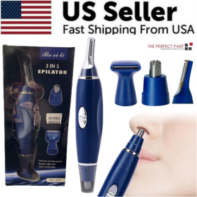 Electric Ear Beard Nose Hair Trimmer Eyebrow Mustache Remover Shaver Clipper New (Color: Blue)