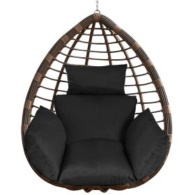 Egg Chair Cushion Hanging Basket Seat Cushion Thicken Soft Egg Swing Chair Pad Hanging Egg Chair Cushion with Headrest (Option: EggChairPadBlack)