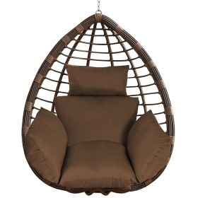 Egg Chair Cushion Hanging Basket Seat Cushion Thicken Soft Egg Swing Chair Pad Hanging Egg Chair Cushion with Headrest (Option: EggChairPadCoffee)