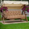 2-3 Seater Swing Cushion Waterproof Outdoor Swing Cushions Replacement Swing Bench Pads Chair Mat with Backrest 8 Tie Straps 59x43.3x3.9in for Patio F