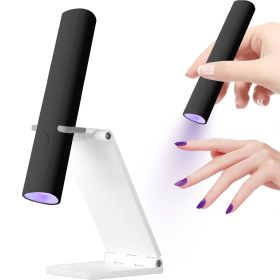 Mini UV LED Nail Lamp Handheld With Stand, Portable Nail Dryer USB Cordless (Color: Black)