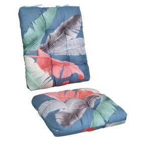 2Pcs Rocking Chair Cushion Upper And Lower Back And Seat Sets with Non-Slip Ties Polyester Fiber Filling Comfortable for Indoor Home Office Car (Option: PadBlueColorLeaf)