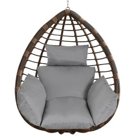 Egg Chair Cushion Hanging Basket Seat Cushion Thicken Soft Egg Swing Chair Pad Hanging Egg Chair Cushion with Headrest (Option: EggChairPadGrey)