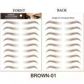 Water-based Hair-liked Authentic Eyebrow Tattoo Sticker Waterproof Cosmetics Long Lasting Makeup False Eyebrows Stickers (Color: Brown-01)
