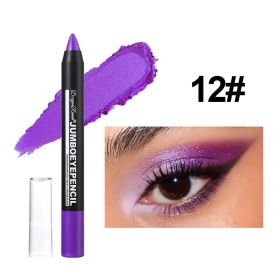 Smoky Dark Green Eyeshadow Pencil Stick Waterproof Pearlescent 12 Colors Metallic Glitter Eye Shadow Highlighter Pen Makeup Tool (Color: 12)