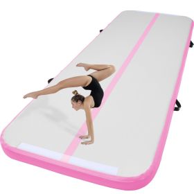 VEVOR Gymnastics Air Mat, 4 inch Thickness Inflatable Gymnastics Tumbling Mat, Tumble Track with Electric Pump (Color: Pink, size: 10 ft x 3.3 ft x 4 in (300 x 100 x 10 cm))