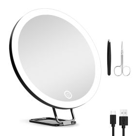 30X Magnifying Mirror With Light 3 Colors Dimmable Brightness Included Tweezer Scissor 
Travel Magnifying Makeup Mirror with Suction Cup 360° Adjusta (Option: MagnifyingMirrorBlack)