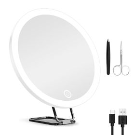 30X Magnifying Mirror With Light 3 Colors Dimmable Brightness Included Tweezer Scissor 
Travel Magnifying Makeup Mirror with Suction Cup 360° Adjusta (Option: MagnifyingMirrorWhite)