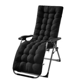 71x22in Chaise Lounger Cushion Recliner Rocking Chair Sofa Mat Deck Chair Cushion (Option: CushionPlusBlack)
